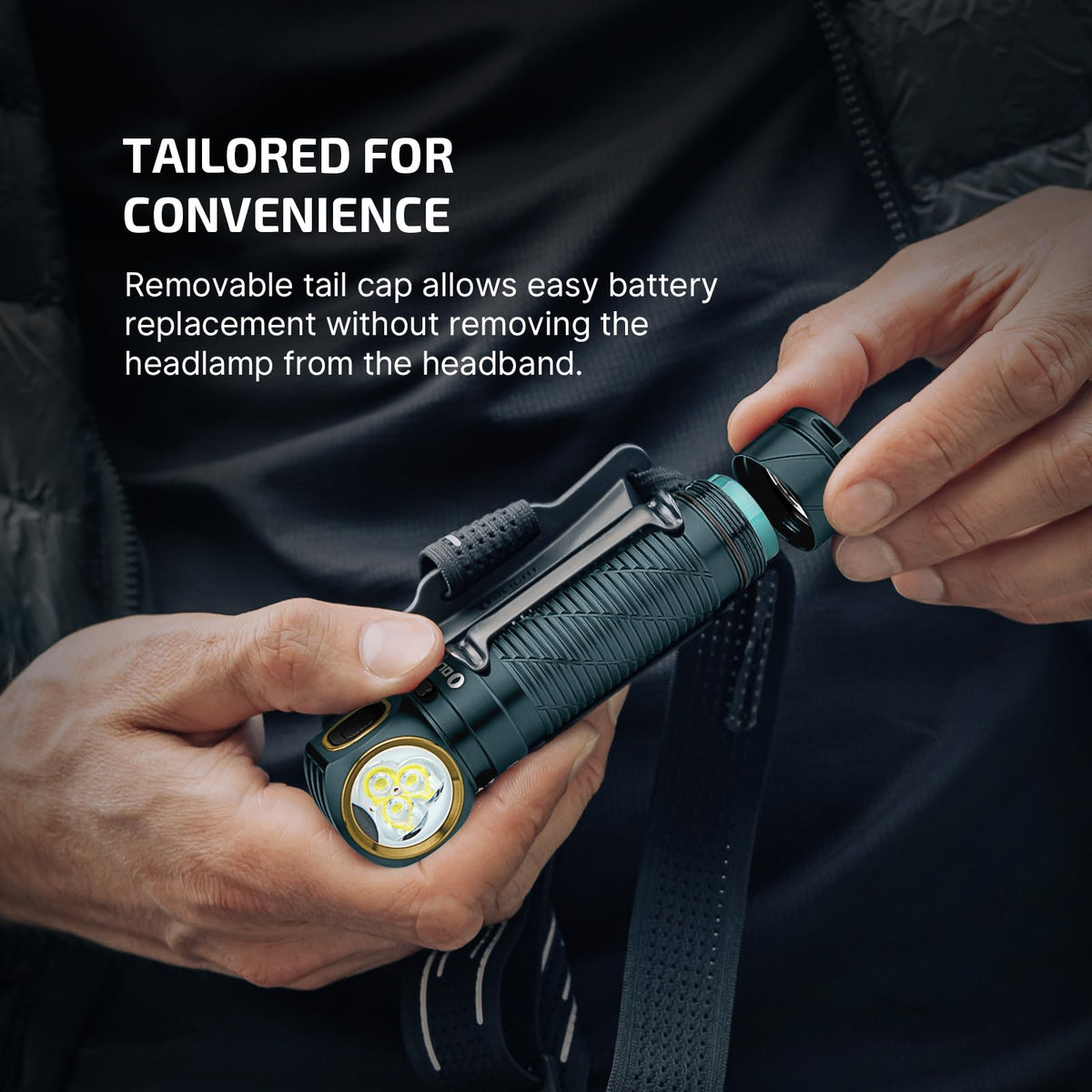OLIGHT Perun 3 Rechargeable Headlamp Flashlight, 3000 Lumens LED Headlight with Red Light, Waterproof Head Lamp with Headband for Outdoor Camping, Hiking, Working (Dream Blue)