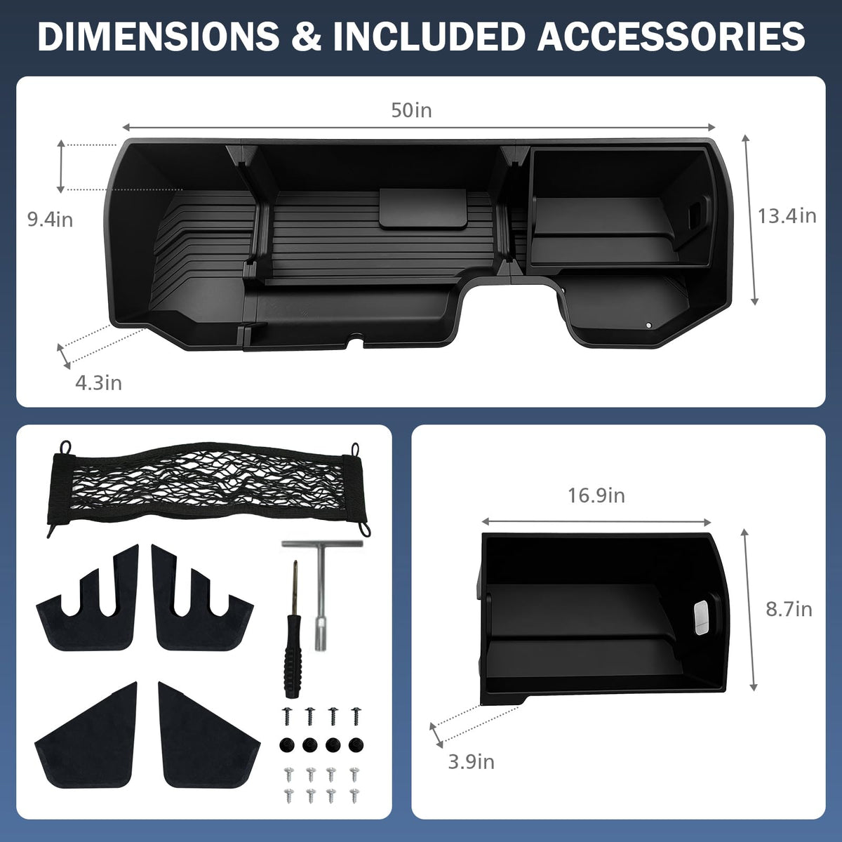 Abystar Under Seat Storage Box for Chevrolet Silverado & GMC Sierra 1500 2019–2026, 2500HD 3500HD 2020–2026, Rear Underseat Organizer, Hidden Tool Storage, No Drill Installation, Black