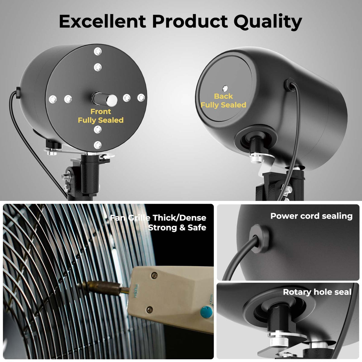 FUGOO High-Velocity Quiet Outdoor Oscillating Wall Mount Fan with Remote, 24 Inch-6000 CFM, Waterproof, Brushless DC Motor, 50% Energy Savings for Patios, Garage, Workshop