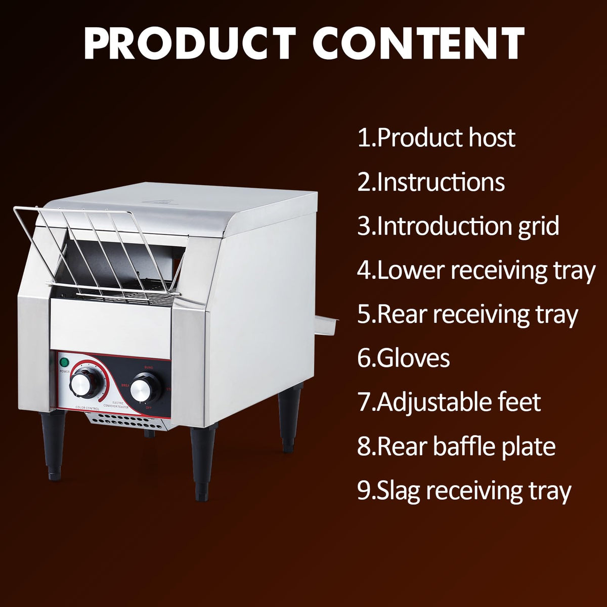 Garvee Commercial Toaster Conveyor 450 Slices/H Heavy Duty Industrial Conveyor Toaster Stainless Steel Electric Oven with Dual Heating Tube 7-speed Adjustments for Bagel Croissant Restaurant Bakery