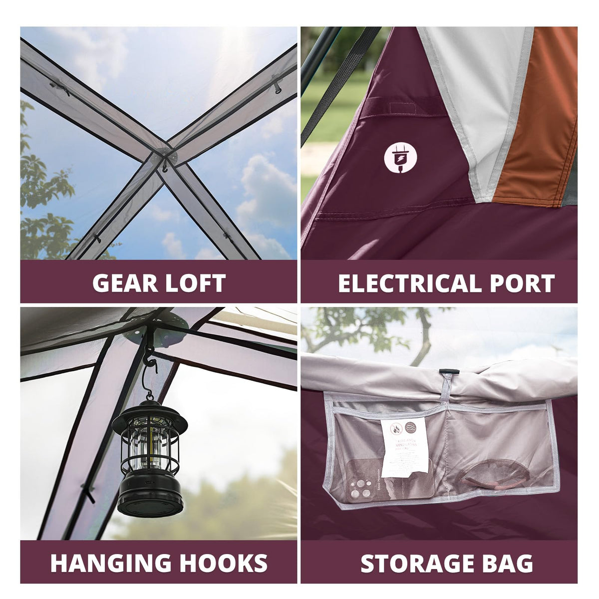 CAMEL CROWN 4/6 Person Instant Cabin Tent, Pop Up Windproof Tents for Camping, 60-Second Setup Family Tent with Carry Bag for Outdoor Hiking