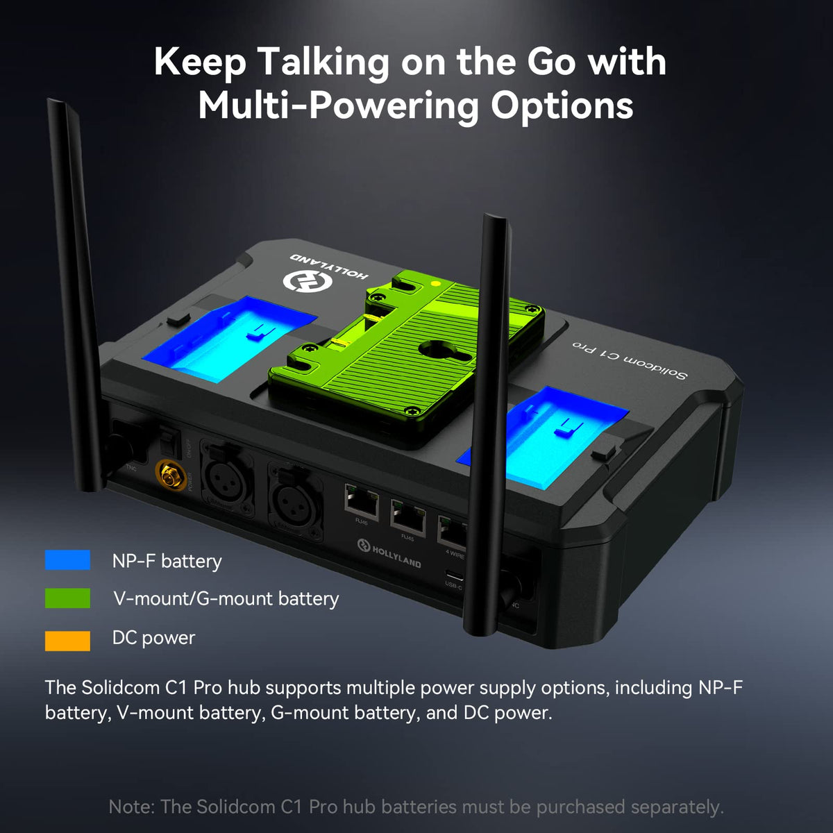 Hollyland Solidcom C1 PRO 9-Users Wireless Headset Intercom System ENC Noise Cancellation with Base Station, 1.9GHz Full-Duplex Team Communication with AB Grouping Cloud Meeting Announcement