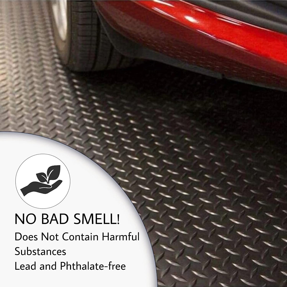 SEAL 5 x 20 FT Premium Garage Floor Mat, Solid 2.8mm Thick Lay-Flat Black Commercial Grade Heavy Duty Parking Mat for Golf Cart, Workbench, ATV, Water/Stain Resistant Runner (Embossed Diamond Plate)