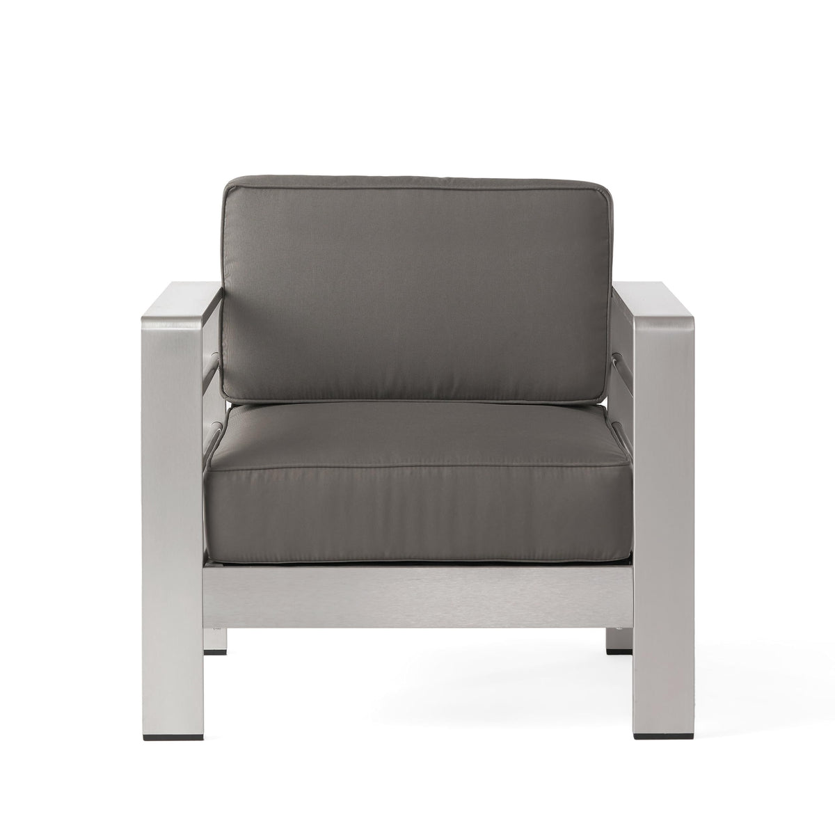 Christopher Knight Home Cape Coral Outdoor Chat Set with Fire Table, 5-Pcs Set, Khaki / Dark Grey
