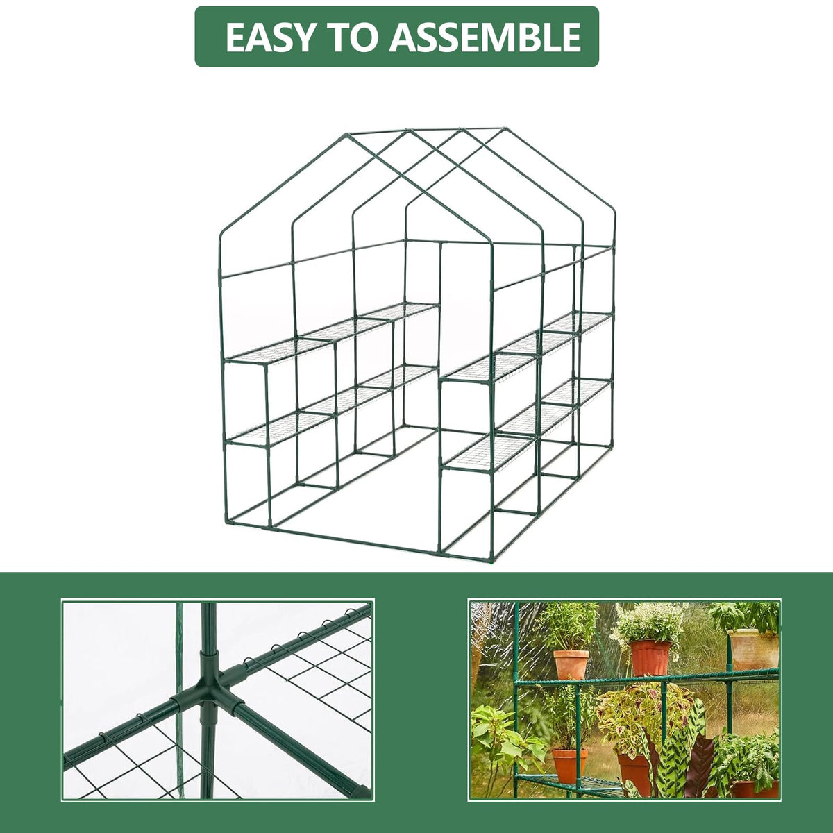 Outdoor Walk-in Greenhouse with 6 Shelves, 85"x56"x77" Heavy Duty Weatherproof Plant House Tent, UV-Resistant Garden Greenhouse with Mesh Windows & Sturdy Iron Frame for Backyard