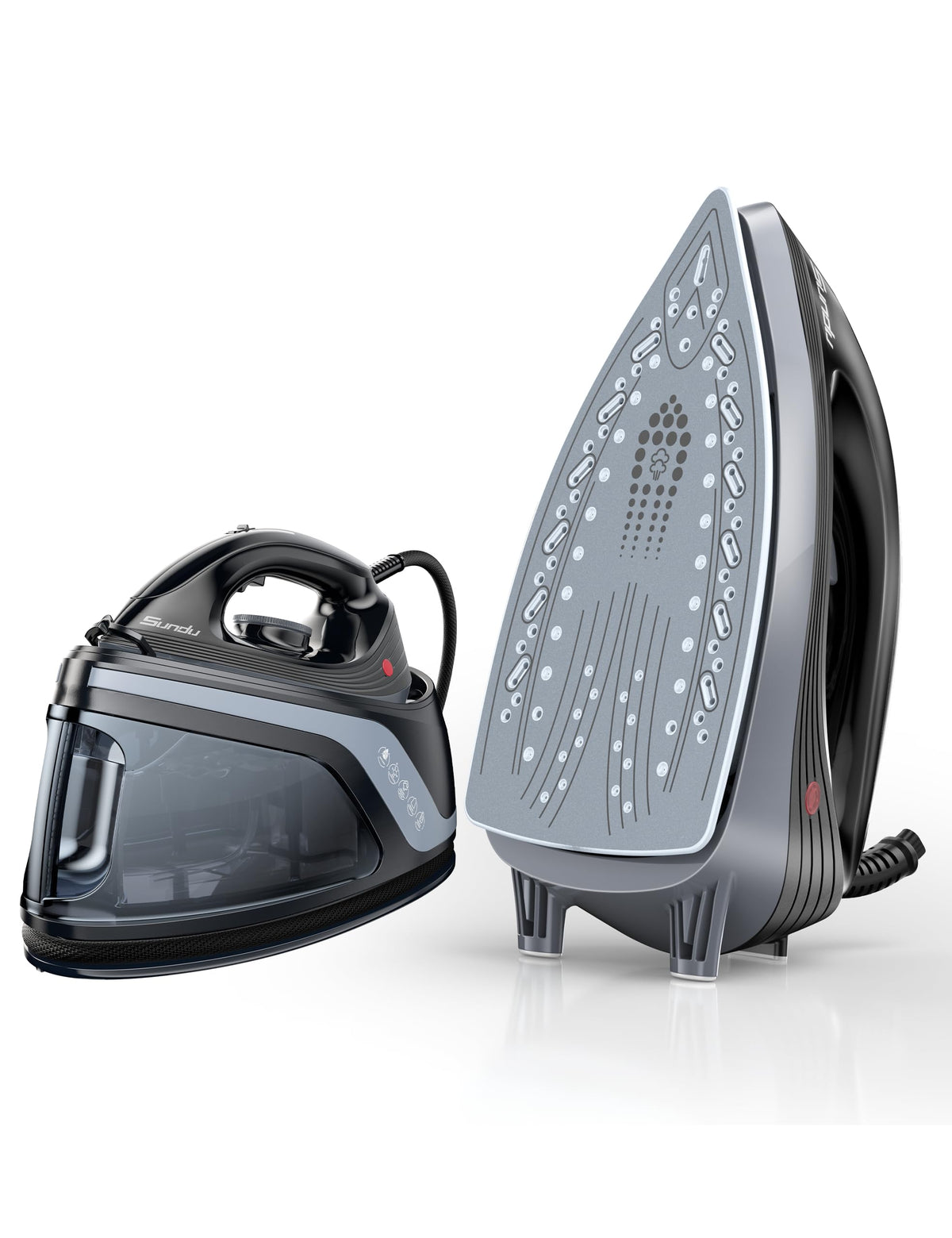 Steam Iron for Clothes with Rapid Heating Ceramic Coated Soleplate, 1500W with Precise Thermostat Dial, Self-Cleaning, Auto-Off, 44oz Water Tank for Home Clothes Ironing Use Black Gradient