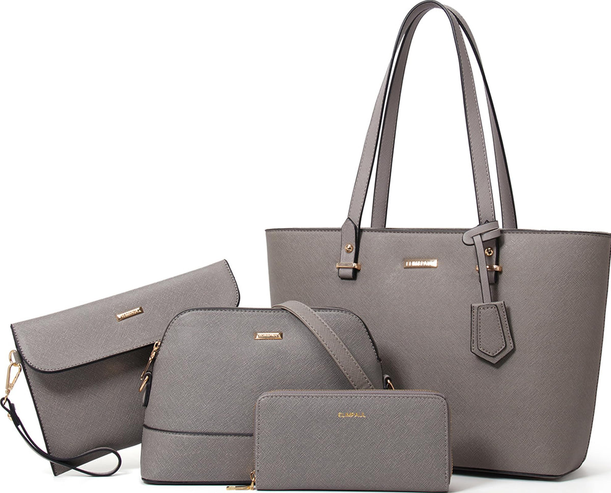 Women Fashion Synthetic Leather Handbags Tote Bag Shoulder Bag Top Handle Satchel Purse Set 4pcs