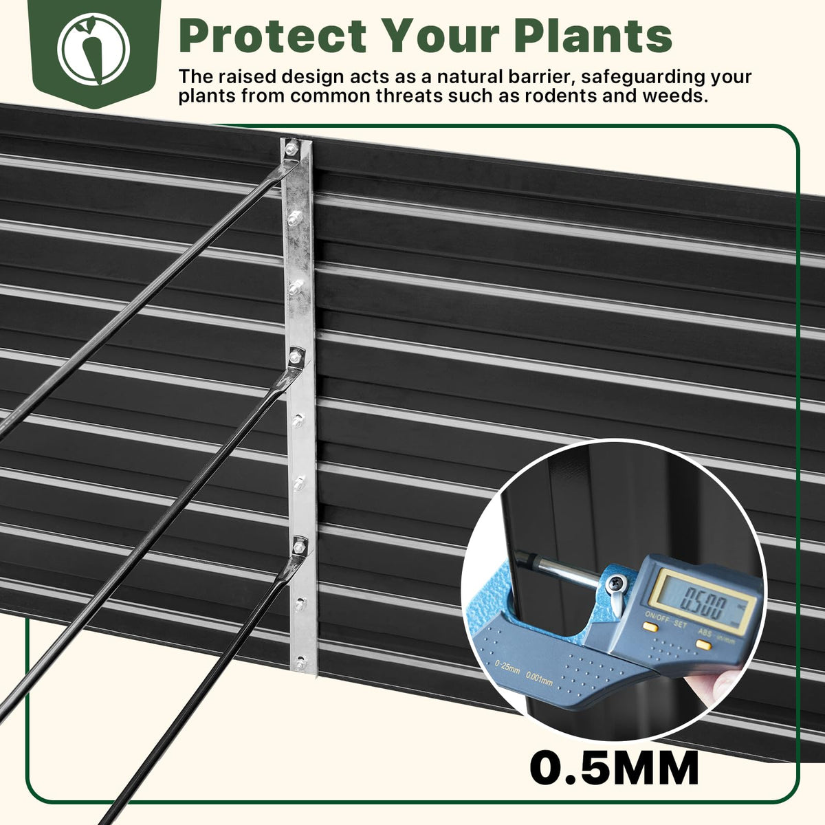 DTIG Galvanized Raised Garden Bed for Vegetables Flowers Herbs, Tall Metal Raised Garden Bed Kit with Garden Tools, Gloves, Plant Labels, Black 6×3×2FT