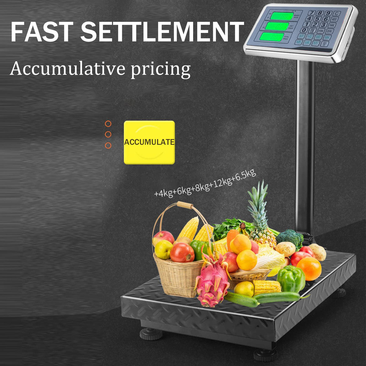 CXWAWSZ Commercial 660 lb Electronic Platform Scale with LB/KG Industrial Floor Scale Stainless Steel High-Definition LCD Display,Digital Heavy Duty Luggage Package Price Computing Postal Shipping