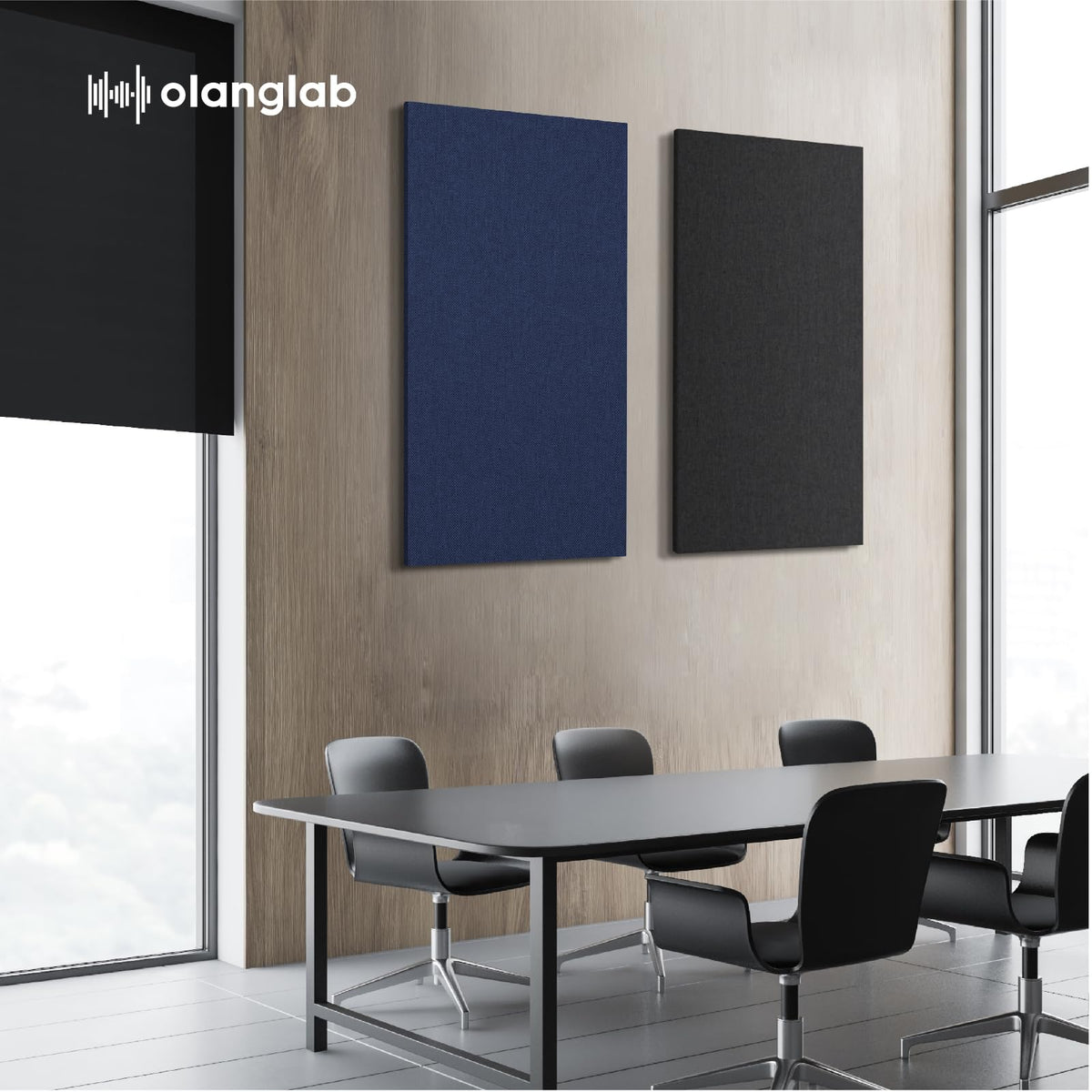 Olanglab Acoustic Panels 2 Pack, 48''x24'' Large Sound Panels, Fabric Wrapped Sound Proof Foam Panels for Walls, Sound Absorbing Panels for Recording Studio Acoustical Treatments (Black)