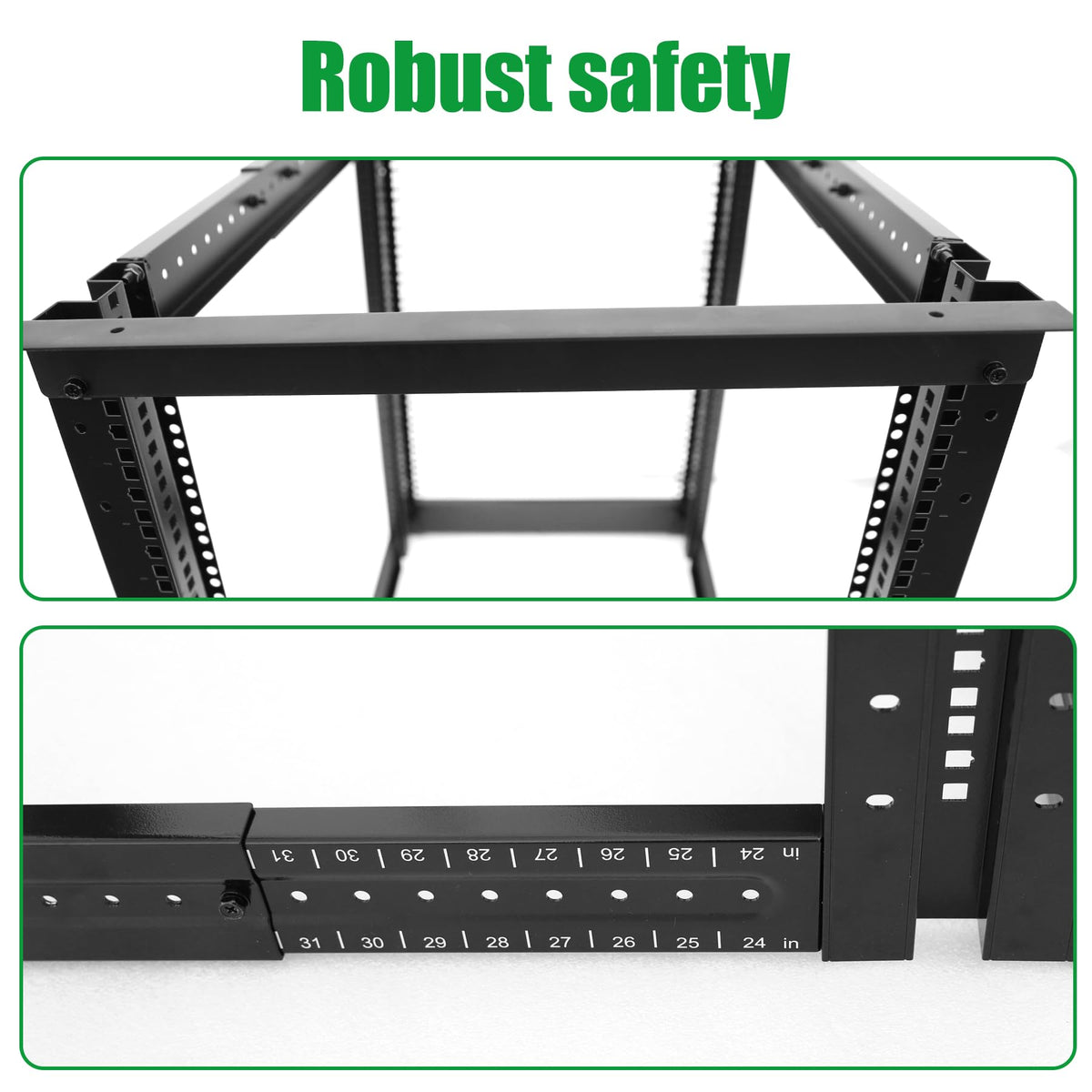 4-Post 15U Open Frame Server Rack for 19" IT Network Equipment & A/V Devices，22"-35" Adjustable Depth，Heavy Duty Free Standing Rack for Servers & AV Gear