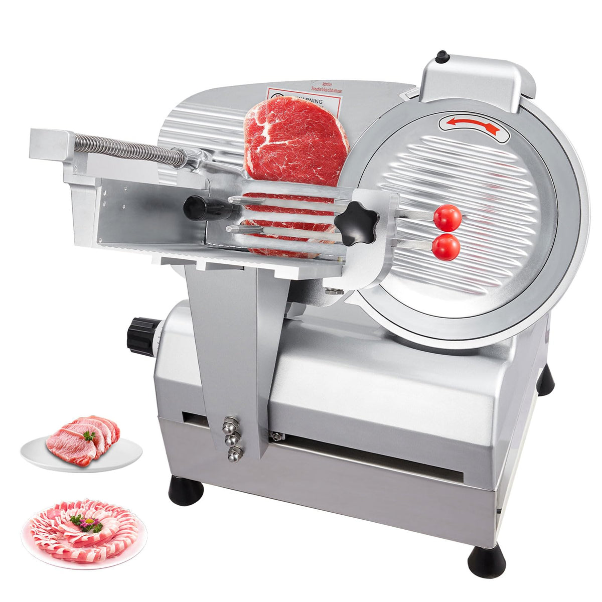 Electric Meat Slicer - 12 Inch Electric Food Slicer With Adjustable Thickness, Stainless Steel Blade, 800W Power, for Home and Commercial Use