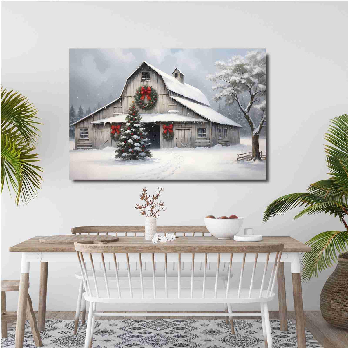 Canvas Wall Art Weathered Barn Christmas Canvas Modern Farmhouse Decor Modern Farmhouse Wall Art Rural decor Seasonal Decoration 20x30in-UnFramed