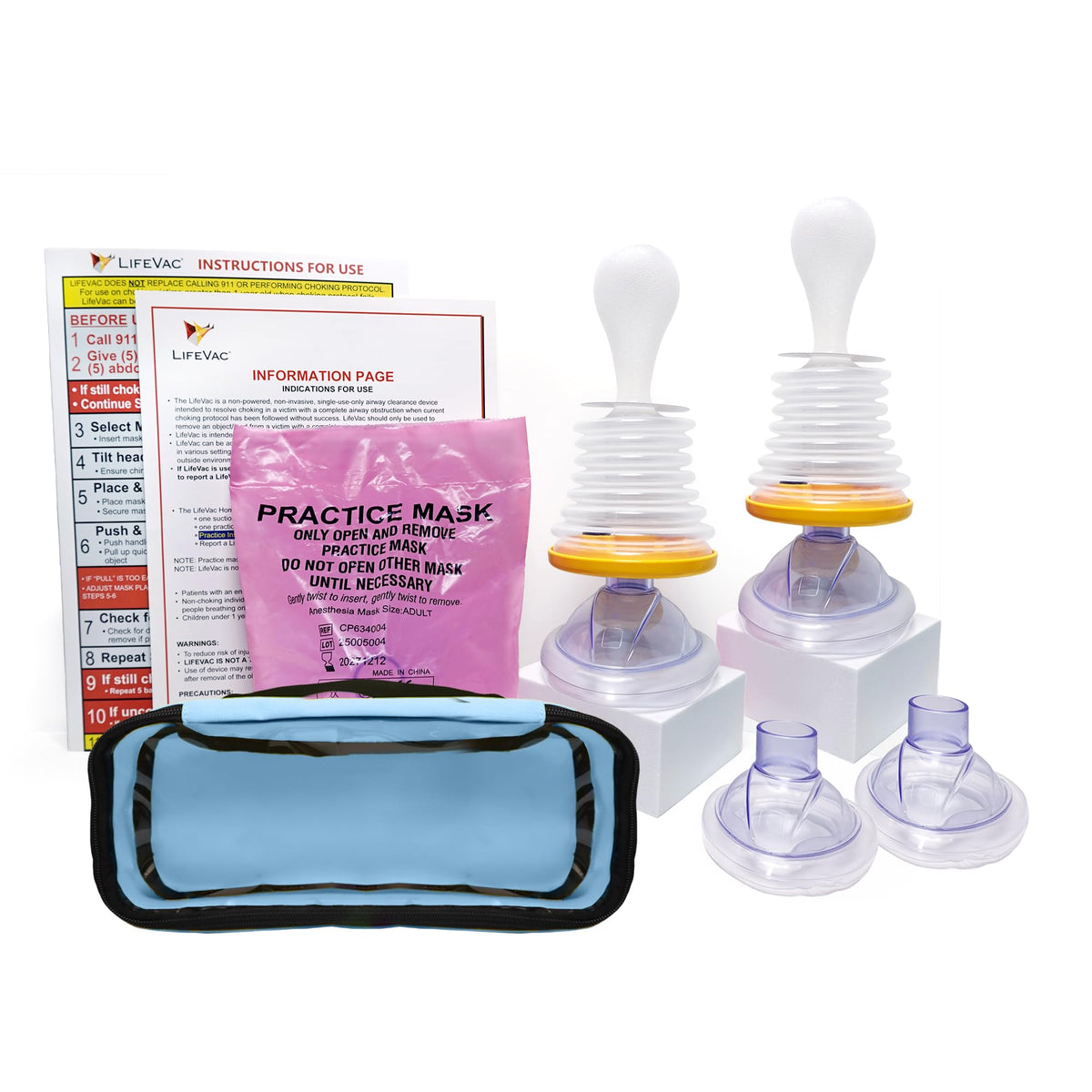 LifeVac Home & Blue Travel Kit Combo - Portable Suction Rescue Device, First Aid Kit for Kids and Adults, Portable Airway Suction Device for Children and Adults