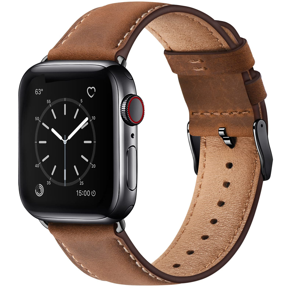 SUNFWR Leather Bands Compatible with Apple Watch Band 42mm(Series 3 2 1) 44mm 45mm 46mm 49mm for Men Women, Top Grain Genuine Leather Replacement Strap for iWatch Ultra 3 2 1, SE3 2 1, Series 11 10 9 8 7 6 5 4 3 2 1