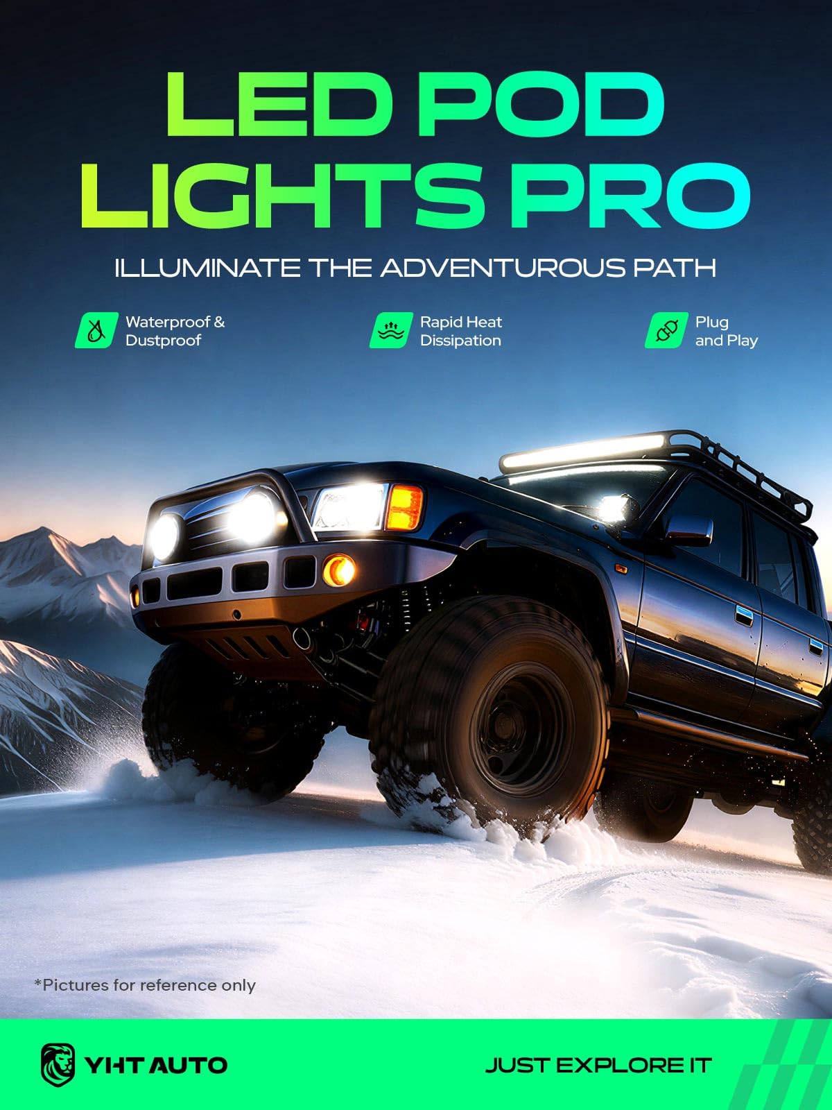 YHTAUTO 4 Inch LED Pod Lights & Light Cover 56W 3800LM 5700K Flood Beam Off Road Camper Working Light Bars for 4x4 Pickup Truck ATV UTV Dirt Bike Motorcycle Boat Trailer IP67 Waterproof Lamp
