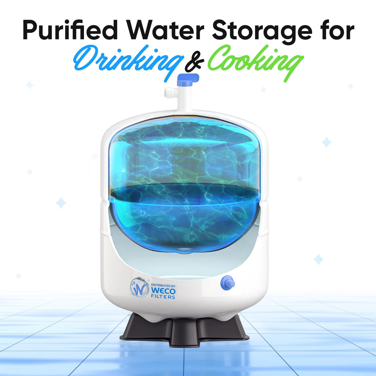 Pressurized RO Water Stainless Steel Storage Tank - Total Capacity 4.5 Gal & appx. 2.8 Gal Usable Capacity (ROT-4-SS)