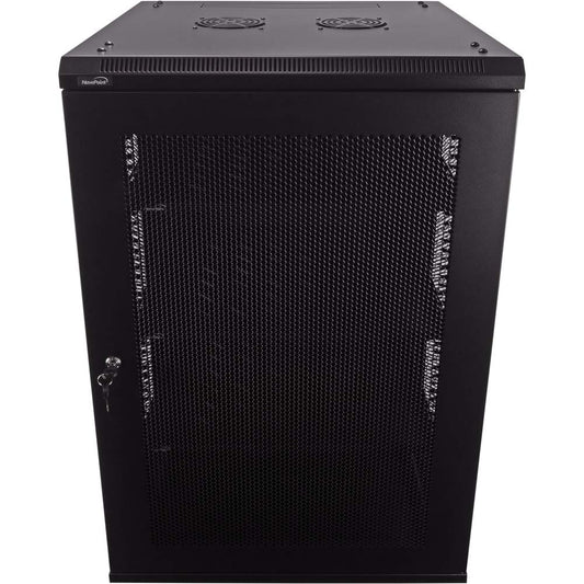 Navepoint 18U Deluxe IT Wallmount Cabinet Enclosure 19-Inch Server Network Rack with Locking Perforated Door 24-Inches Deep Black with/Shelves
