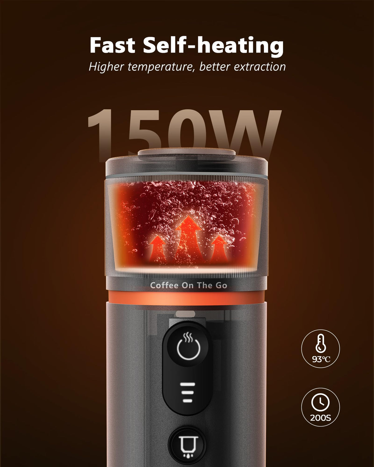 CONQUECO Self-Heating Portable Espresso Machine: Travel Coffee Maker with 13500mAh Battery - 12v Small Electric Fast Heating - Set for Ground Coffee & NS Capsule for RV, Car, Hiking, Office, Camping