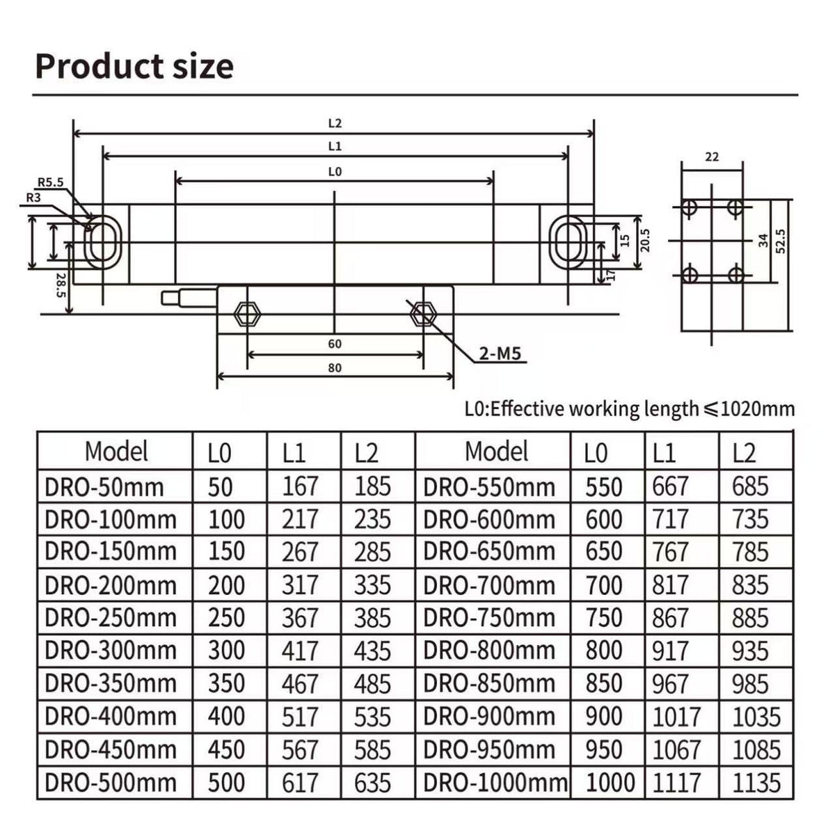 DRO Digital Readout 2 Axis 3 Axis Screen DRO Readout Display Linear Scale for Bridgeport/Knee Mill Milling Machine Lathe Machine Tools (SDS-3MS)