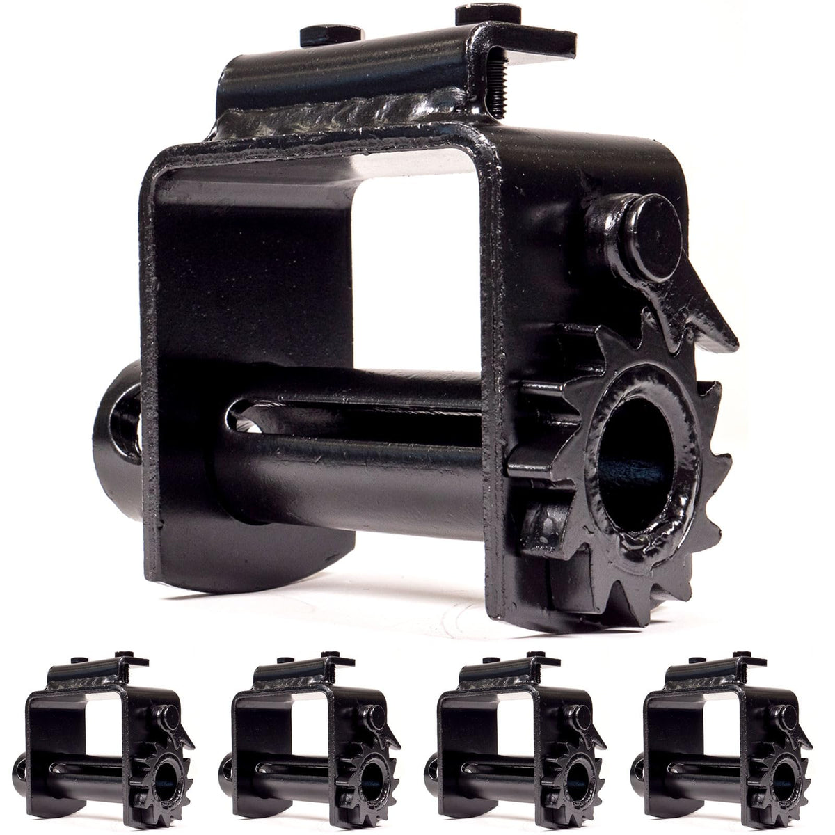 US Cargo Control Standard Portable Winch for Flatbed Trailer (5-Pack), 4 Inch Winch Holds Up 20 Feet of 4 Inch Webbing, Bolt-On Winch with 2 Set Screws for Bottom Mount, 5,500 LBS Working Load Limit