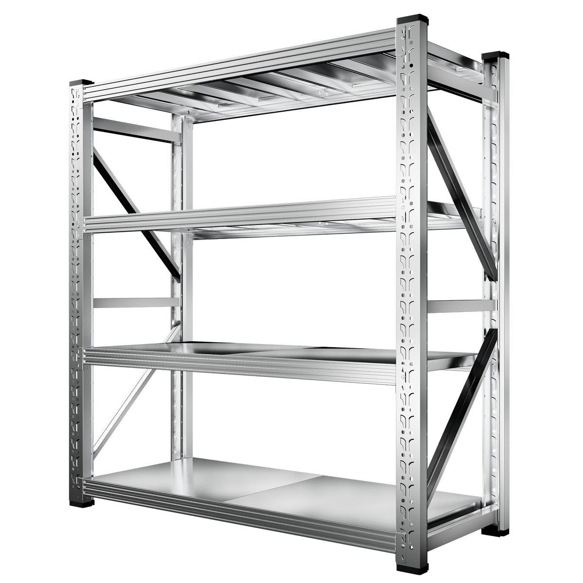 Kobito 68.9W'' Storage Shelves 4 Tier Stainless Steel Shelf Utility Rack Shelf 2200LBS Adjustable Shelf Storage Rack for Garage Supermarket, Warehouse,Industrial,Basement,68.9" Wx70.87''Hx23.7''D