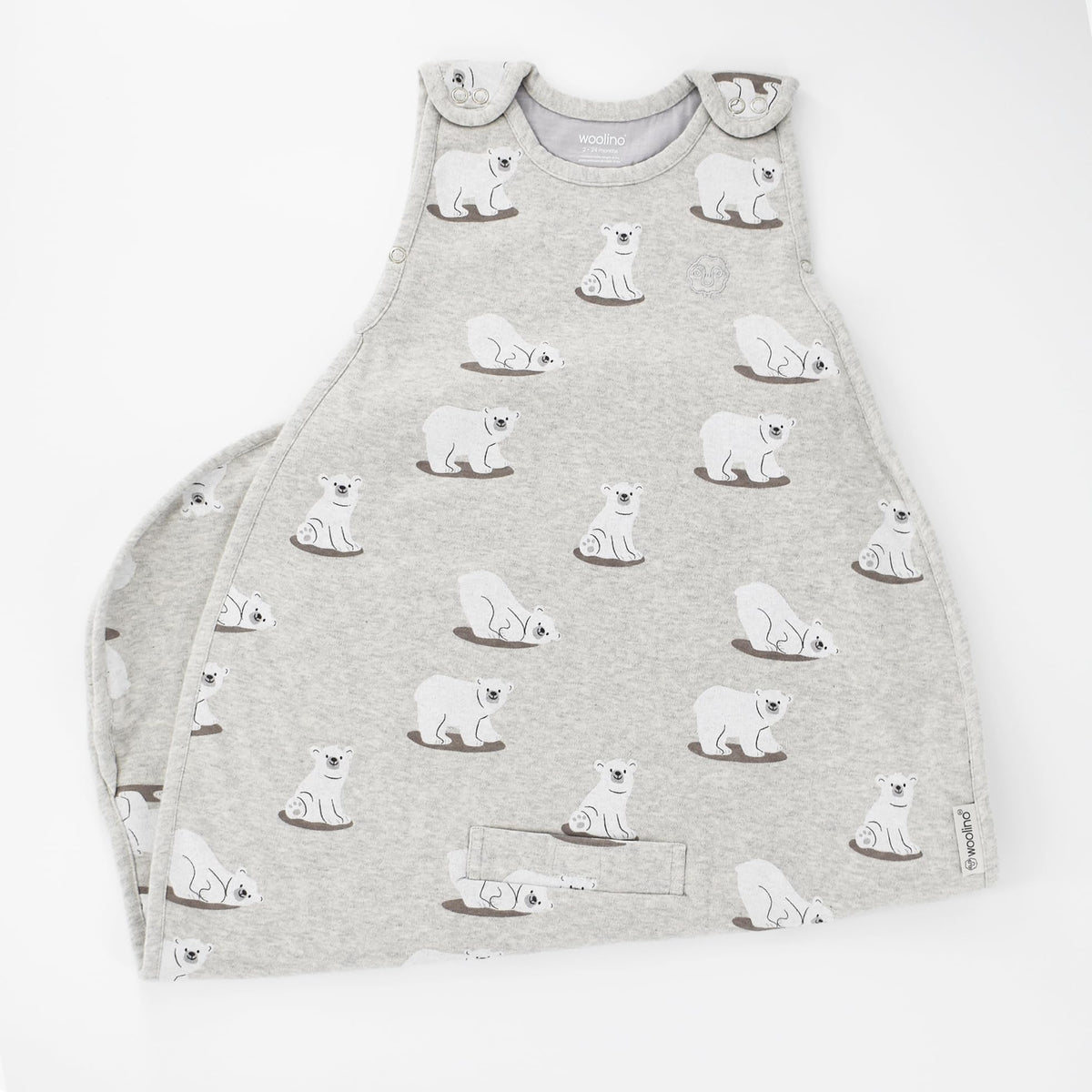Woolino Merino Wool & Organic Cotton Baby Sleep Sack 2-24 Months – Ultimate 4-Season Baby Sleeping Bag, Universal Size Wearable Blanket, 2-Way Zipper & Adjustable Fit, Year-Round Use - Polar Bear