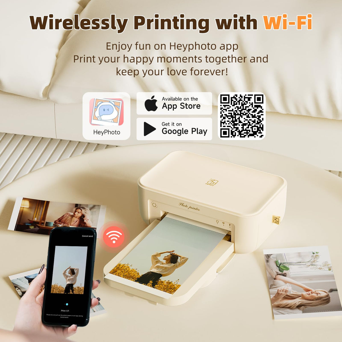 HPRT CP4100 Photo Printer - Portable 4x6 Bluetooth Instant Picture Printer + 108 Sheets & 2 Ribbon, Mobile, Premium Dye Sublimation - 300 DPI Display Resolution - Editing App for Fun, Creative Photos