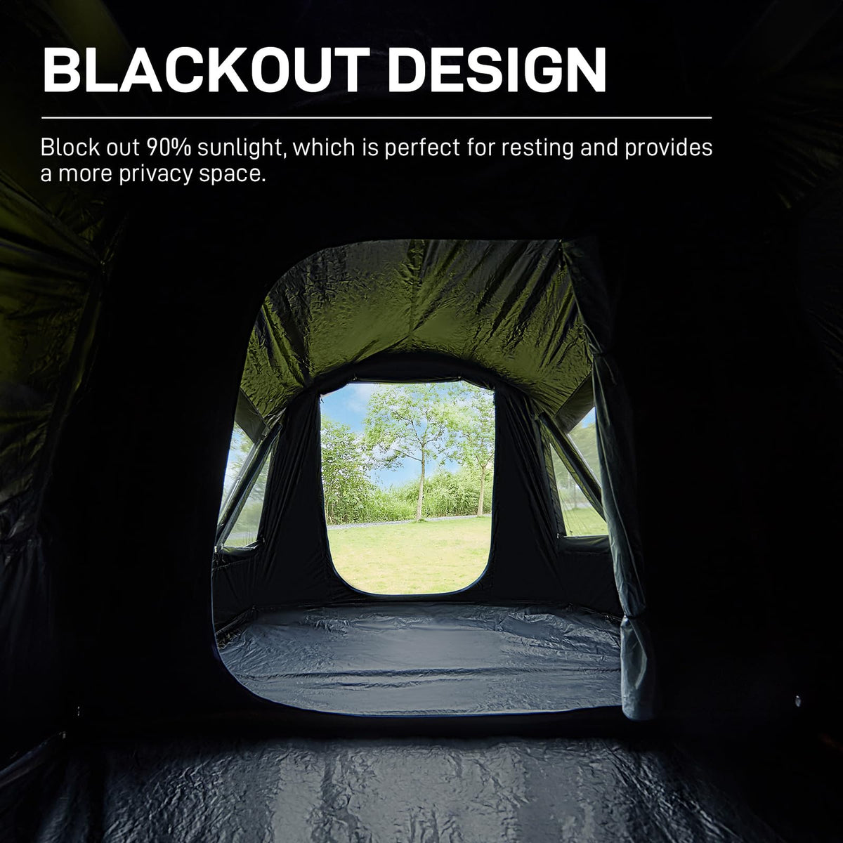 EVER ADVANCED 8 Person Blackout Design Cabin Tent, Camping Family Tent with Multi Room & Extra Porch and Rainfly, 2 Rooms Huge Portable with Carry Bag, Blue