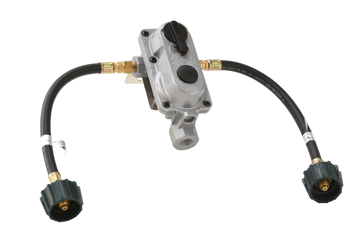 Flame King 20-LB Propane Tank + Auto Changeover Regulator Kit for RVs and Outdoor Heating