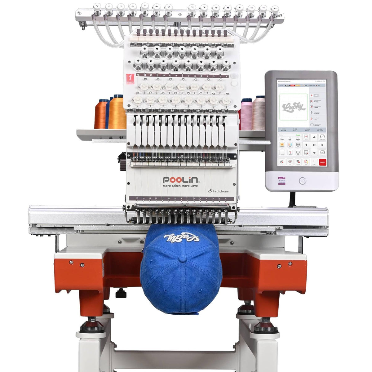 Poolin EOX 15-Needle Embroidery Machine for Mid-Range Business,20"x14" Embroidery Area,270° Hat Cap System,Commercial Multi-Needle Embroidery Machine,WiFi &USB,1200 SPM for Apparel & Hat Production