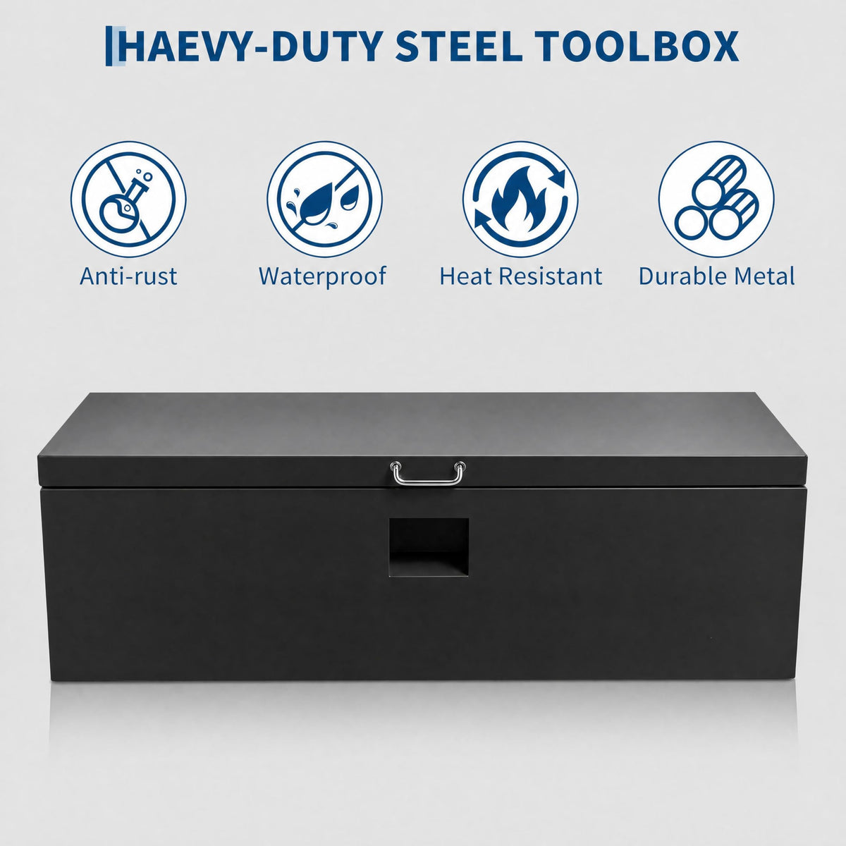 Heavy Duty Truck Bed Tool Box 36'' Locking Steel Truck Toolbox with Front Pull Handle, Side Grab Handles, Dual Gas Struts, Weather-Resistant Powder Coated Storage Box for Pickup Truck Bed, RV, Trailer
