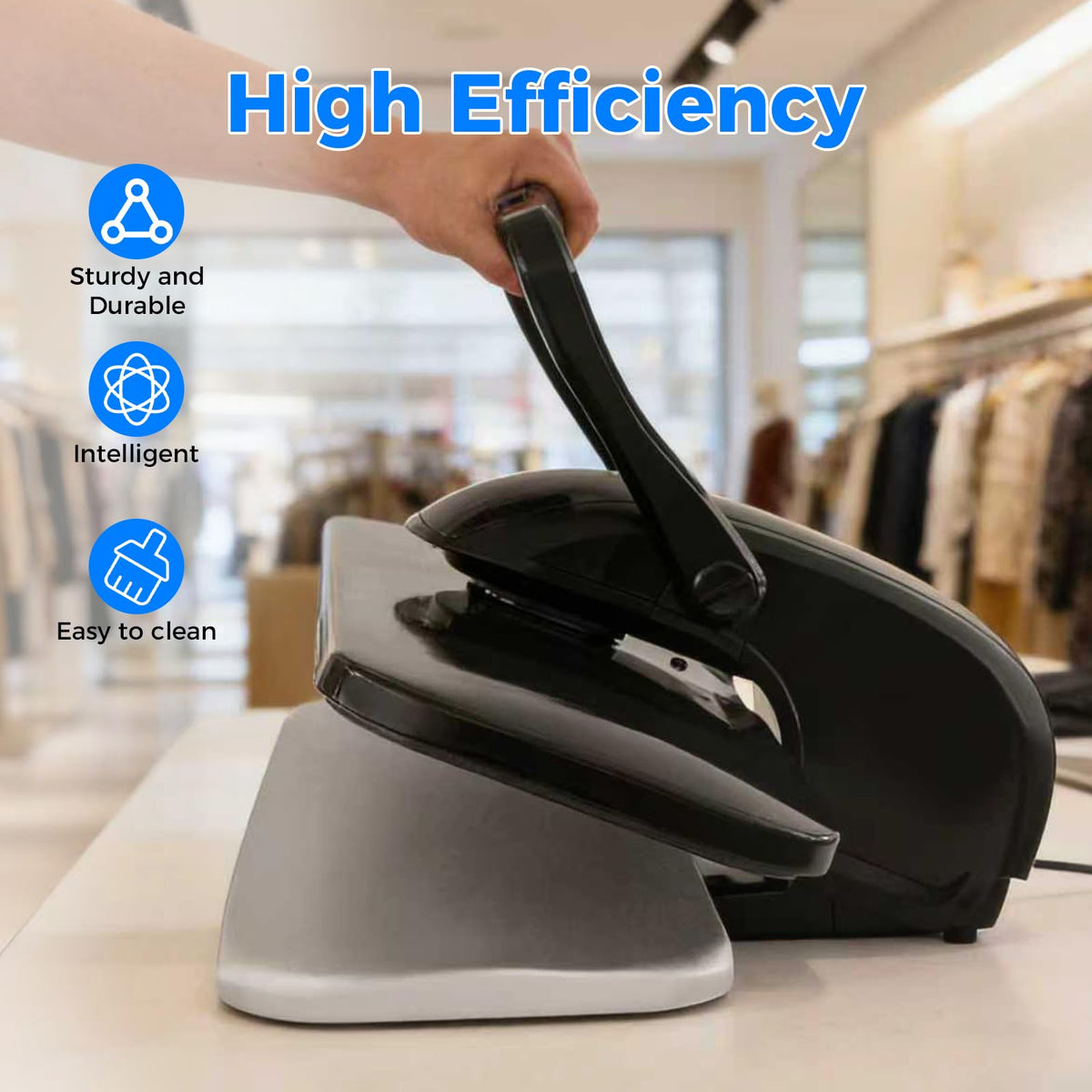 Bepritm 1600W Steam Iron Press for Clothes, 36" Intelligent Steam Press Professional Iron Press Machine w/5 Fabric Modes & Digital Touch Screen, Shirt Press Machine for Clothes, Sheets (36Inch Black)