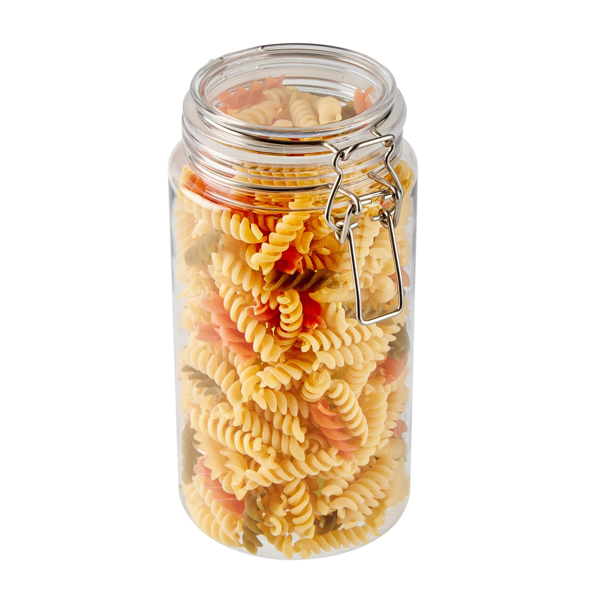 Restaurantware-Met Lux 51 Ounce Mason Jars, 20 Airtight Storage Jars With Lids - Rubber Gasket, Wide Mouth, Clear Plastic Round Canisters, Durable, For Kitchen And Pantry Storage Of Bulk Dry Food