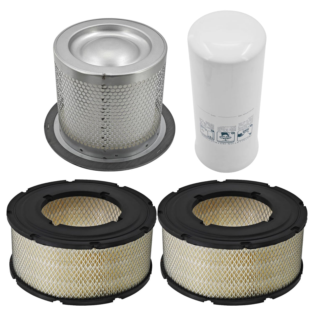 Maintenance Service Filter Kit for Ingersoll Rand EP-75 EP-100 Cougar Rotary Screw Air Compressor 39911631 + 42542928 + 39708466 * 2, 4Pcs; Replaces 36860336 36897346 36897346 93489607 93585123