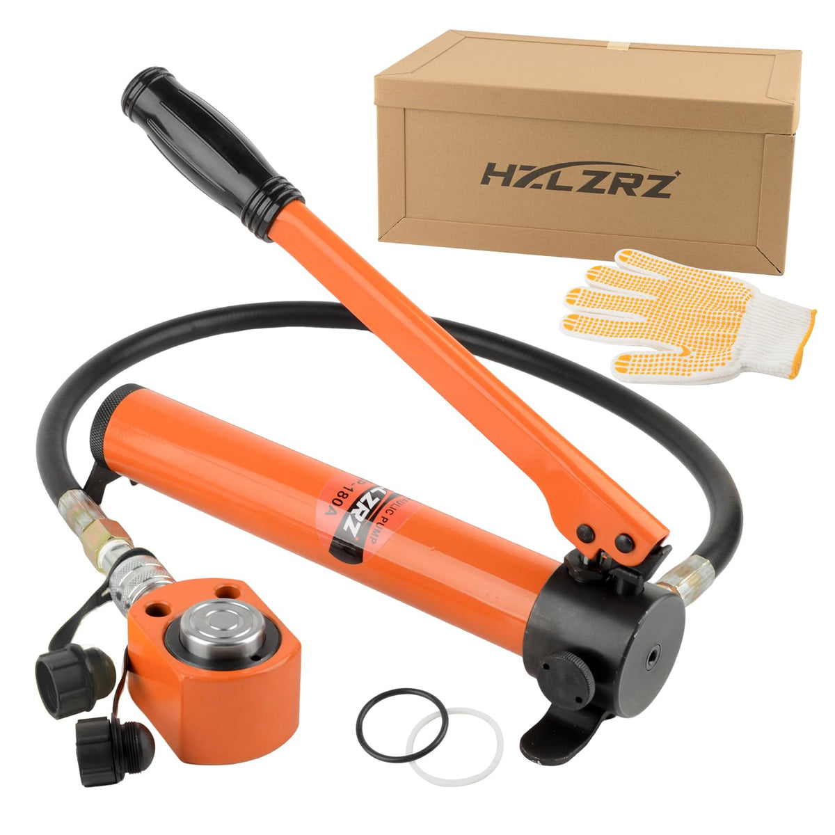 HZLZRZ 10 Ton Hydraulic Cylinder Jack with CP-180 Manual Hand Pump and Porta Power Kit - Industrial Mini Hydraulic Pump Cylinder for Machinery and Shipbuilding (RMC/101)