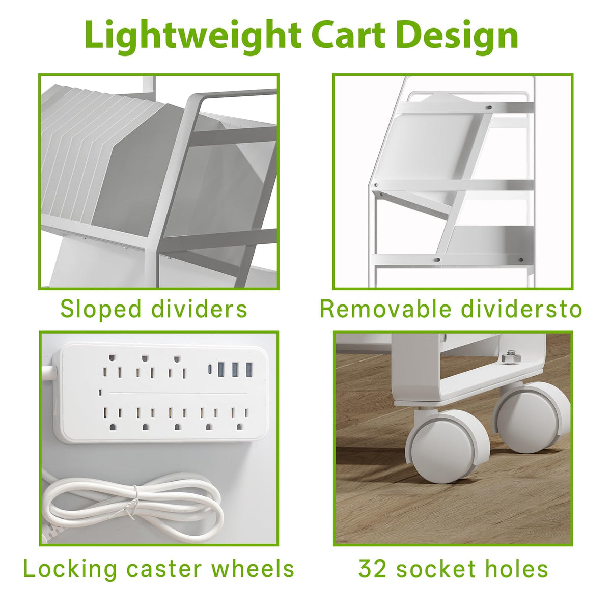 Chromebook Cart, Mobile Chromebook Charging Cart for iPads,Laptop Charging Cart , Chromebook Charging Station for Classroom, Compatible with Any Screen SizeEquipped with a 32-bit socket power strip.