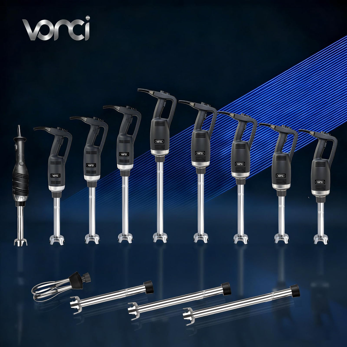 VONCI 750W Commercial Immersion Blender, Electric Hand Blender with 16" Detachable Shaft, Variable Speed 8000-19000RPM,Industrial Immersion Blender for Restaurant Kitchen.Extra Heavy Duty Hand Mixer.