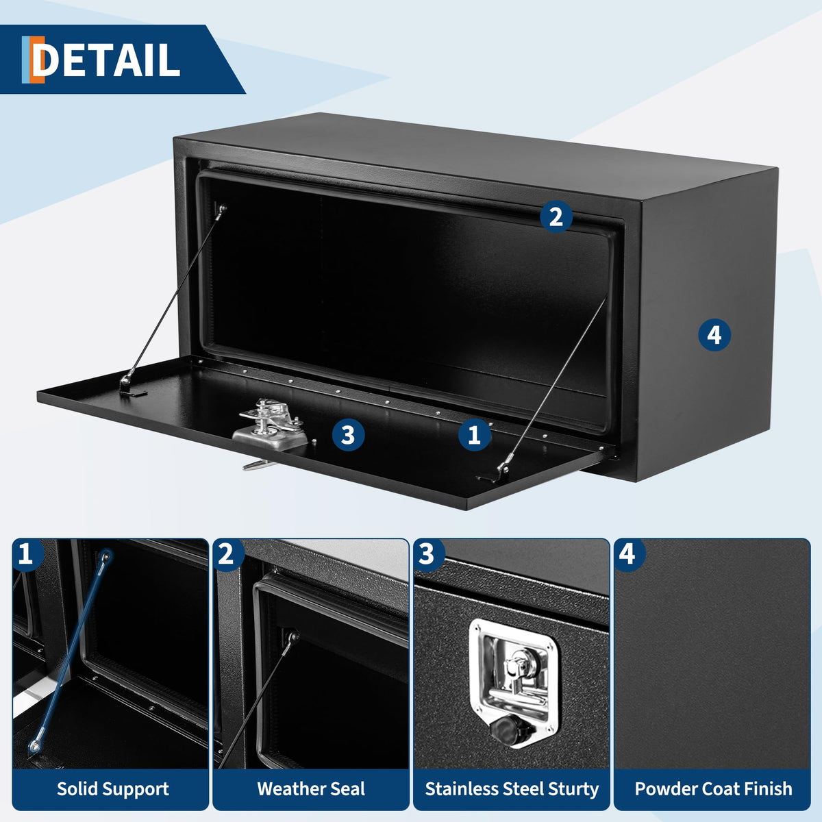 GAOMON Truck Tool Box with T-Handle Lock, Heavy Duty Truck ToolBox Truck Storage Organizer Tool Box Chest For Truck Bed, RV, Trailer (18 * 18 * 24-Black, Black)