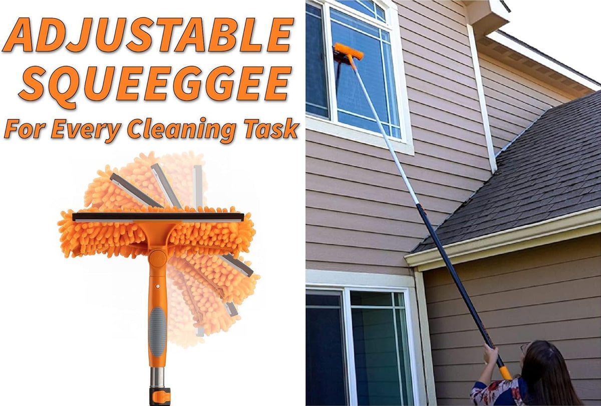 30 ft Window Washing Kit with Extension Pole (36+ Foot Reach) // Window Cleaning Tool & Window Washer Squeegee with Telescopic Extension Pole // Best Indoor Outdoor Window Washing Equipment