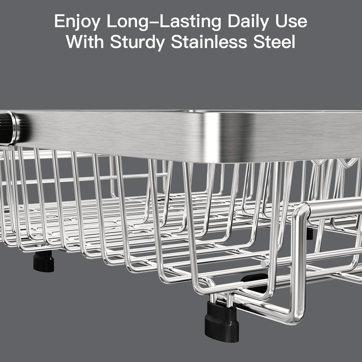 MAJALiS Dish Drying Rack Over The Sink, Expandable Stainless Steel Dish Drainer for Small Kitchen Counter Space Saving, RV Compact Plate Strainer In Silver Metal with Hanging Adjustable Utensil Holder