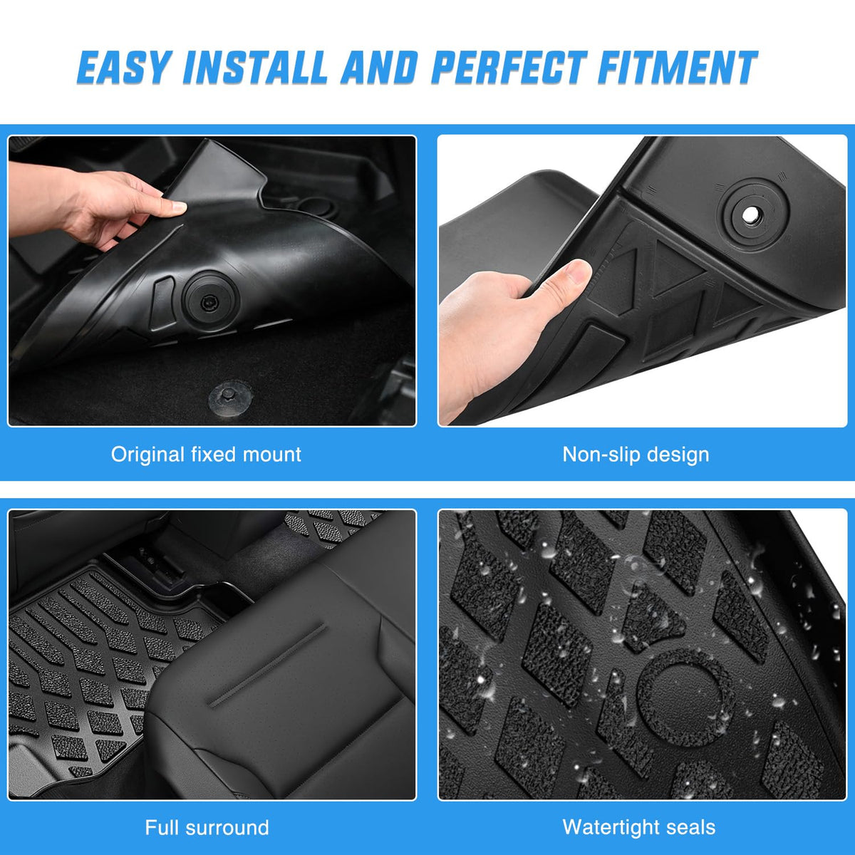 Nilight TPE Floor Mats for Ford Expedition Max Lincoln Navigator L 7 Seats 2025 2026 All Weather Custom Fit Heavy Duty Floor Liners