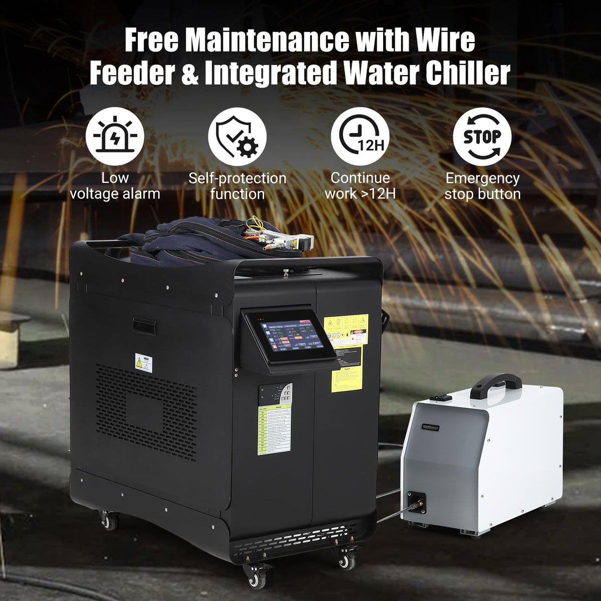 Garvee 1500W(0.874mW) Laser Welding Machine with Auto Wire Feeder Cable, Professional Handheld Laser Metal Welder Class 2 with Built-In Chiller for Welding, Cutting and Cleaning 3 In 1