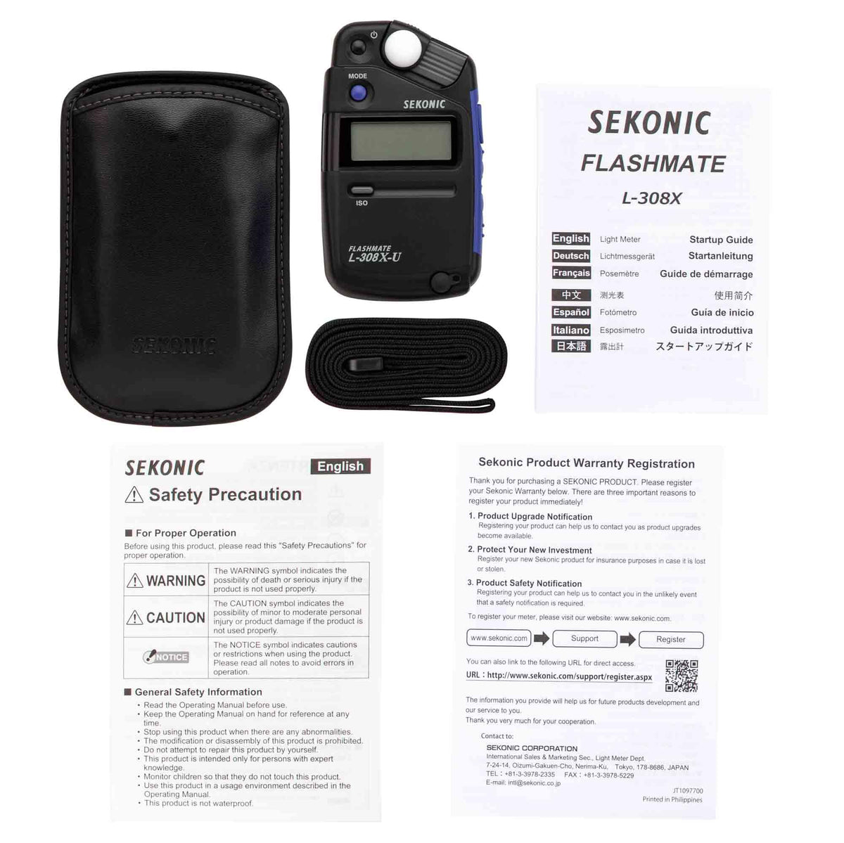 Sekonic L-308X-U Flashmate Light Meter, Compact Digital Incident & Reflected Exposure Meter with Photo, Cine & HD Cine Modes, LCD Auto Backlight, Illuminance Measurement, Pocket-Sized Design