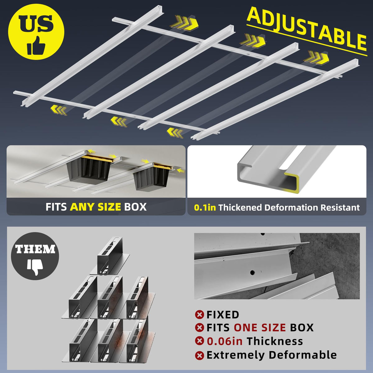 Mokemok Overhead Garage Storage Rack Extra Large-Organizes Up to 15 Tote Bins 0.1-inch Thickened Heavy Alloy Steel Garage Tote Storage System with Adjustable Rails-Ceiling Storage Rack