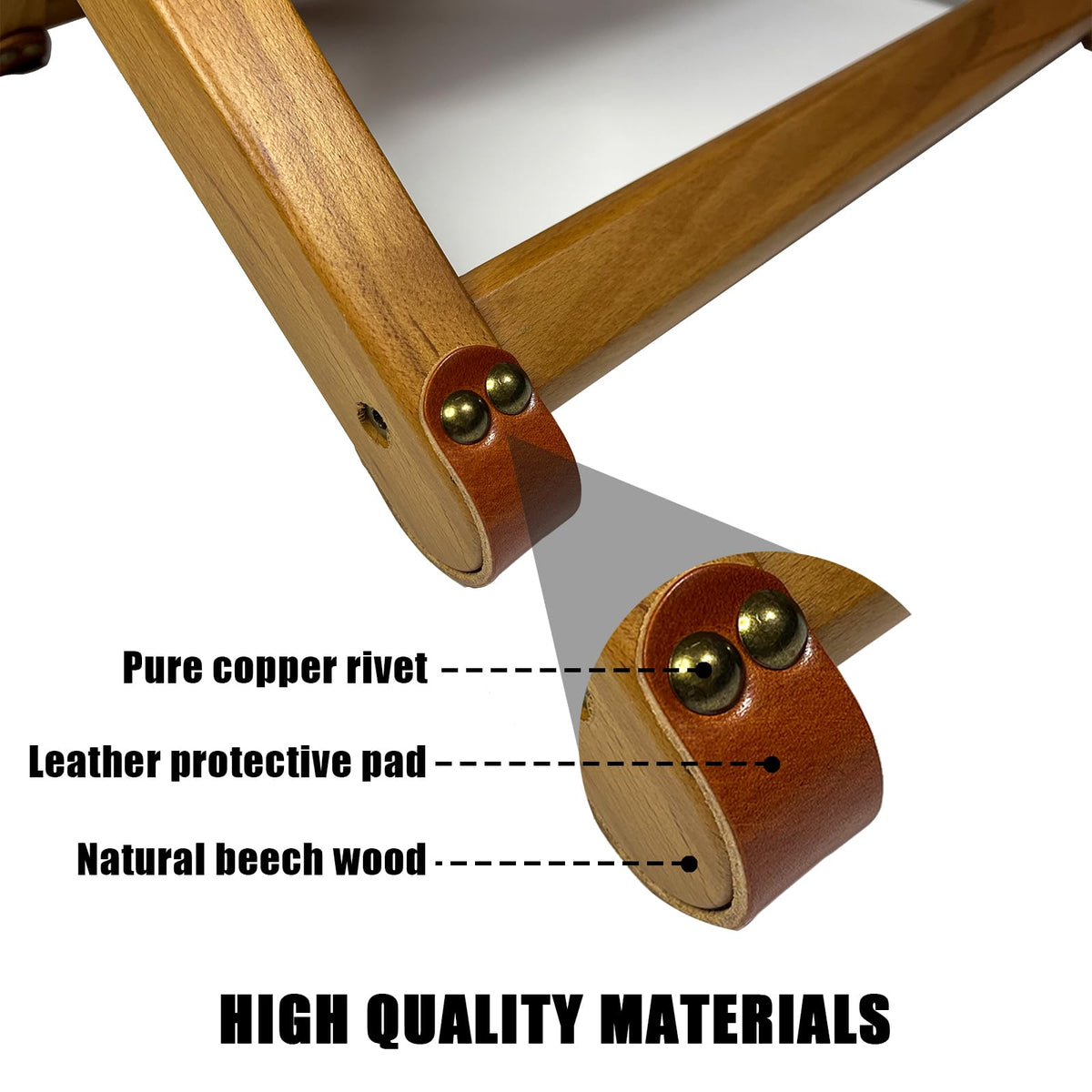 KIDENEI Foldable Leather Stool, Portable Beech Wood Artist Folding Stool, Italian Top Vegetable Tanned Leather Seat, Home Fashion Genuine Leathers Director’s Stools for Home Outdoor Camping Fishing