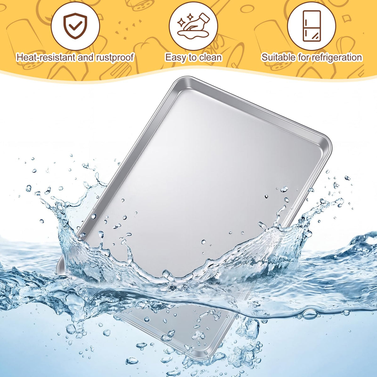 CraftyDream 6 Pack 24 × 16 Inch Baking Sheet Pan Set Commercial Full Size Grade Aluminum Coated Aluminum Cookie Pans for Large Ovens Refrigerators Bakeries Hotels Restaurants