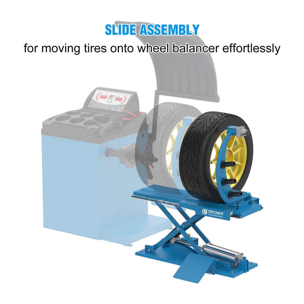 VECONOR Pneumatic Tire Lifter, for Wheel Balancer, Tire Lifting Machine, Wheel Moving Machine, with Movable Device, Blue