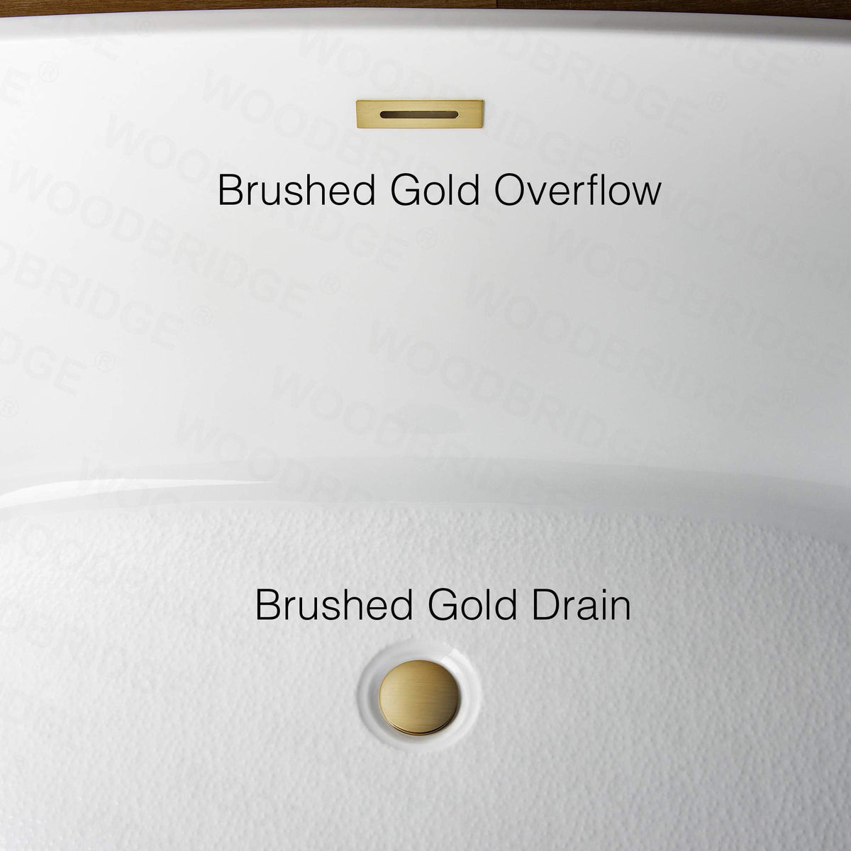 WOODBRIDGE 71"Freestanding White Acylic Soaking Bathtub with Brushed Gold Drain and Overflow,BTA1517 -BG-Drain &O