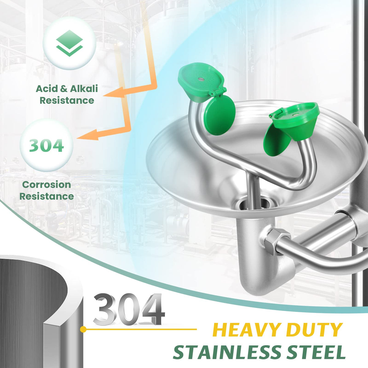 Huanyu Eye Wash Station with Shower + Stand Up Eye Wash Station (1101 * 1) +(1207-1 * 1）